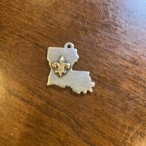 James Avery Sterling Silver Louisiana State 14k gold Fleur-de-lis Charm Pendant